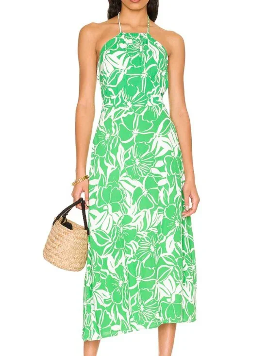 Faithfull the Brand Taormina Midi Dress Women's XL Crepe Resortwear Vacation - Picture 12 of 12
